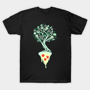 Pizza Fast Food Tree Of Life Yoga Celtic Viking Yggdrasil T-Shirt